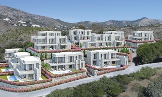 Nouvelles villas modernes à vendre avec vue panoramique sur la mer et les montagnes à Mijas, Costa del Sol 34120 