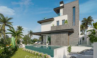 Villas élégantes et modernes de nouvelle construction à vendre avec vue panoramique à proximité du terrain de golf dans la vallée de Mijas, sur la Costa del Sol 49060 