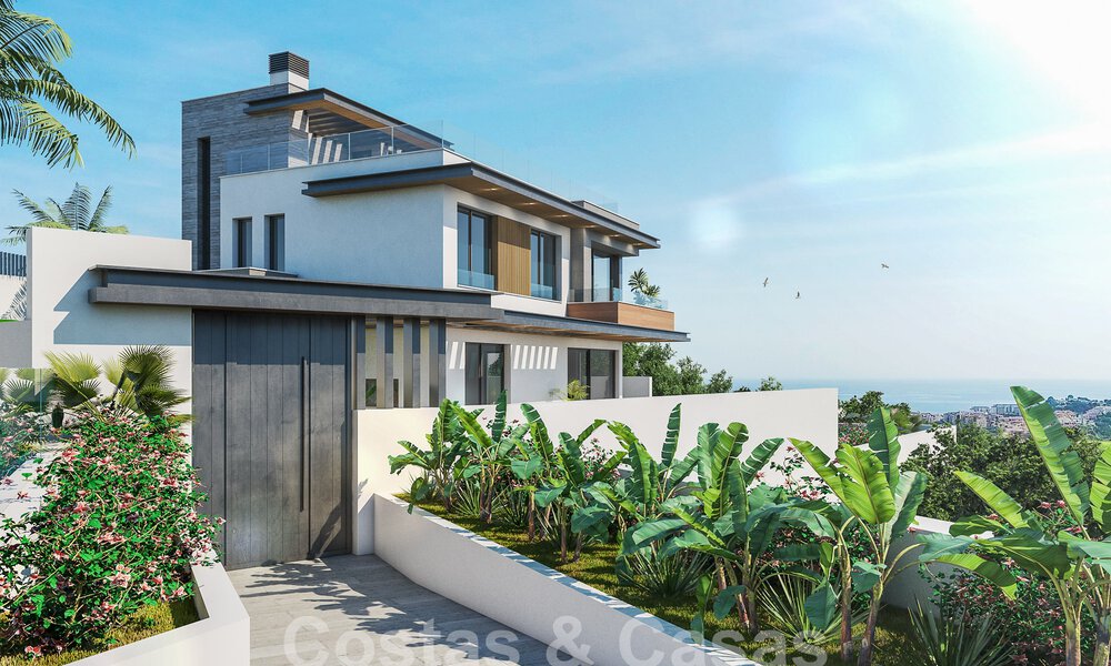 Villas élégantes et modernes de nouvelle construction à vendre avec vue panoramique à proximité du terrain de golf dans la vallée de Mijas, sur la Costa del Sol 53441
