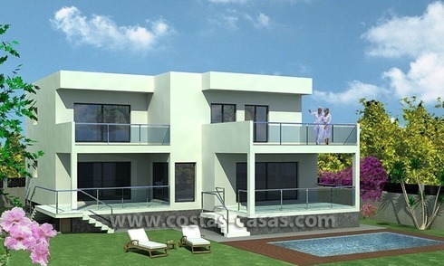 Nouvelles villas de style moderne en première ligne de plage à vendre à Marbella 