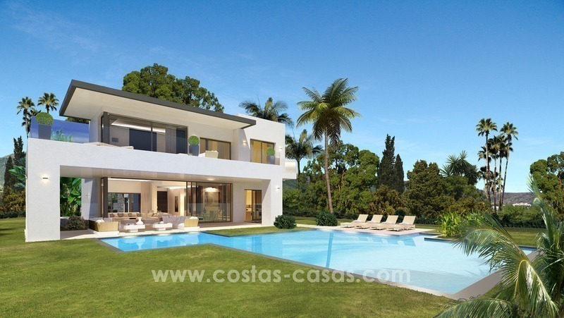 Villas neuves modernes de luxe à vendre sur la Mille d’Or, Marbella 