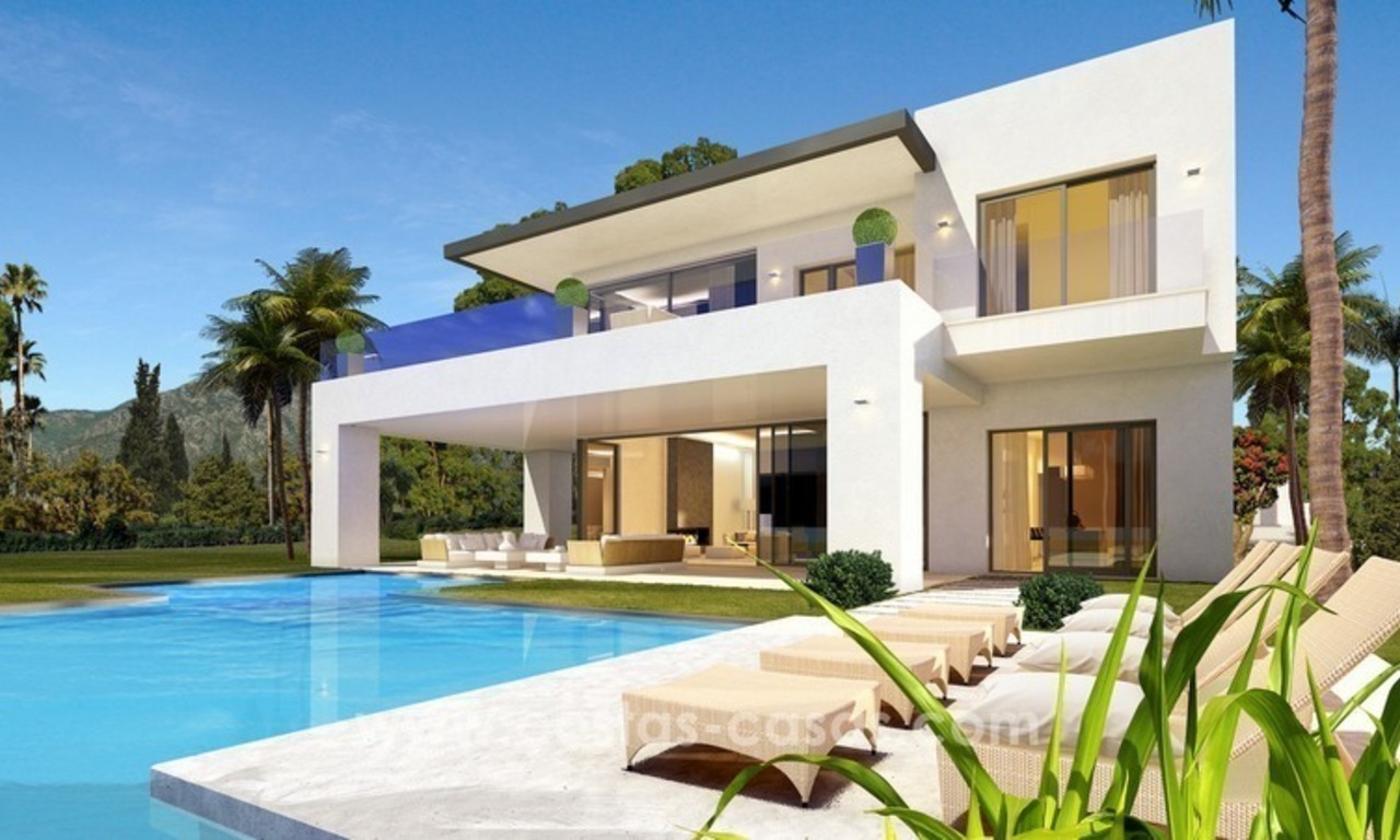 Villas neuves modernes de luxe à vendre sur la Mille d’Or, Marbella 1