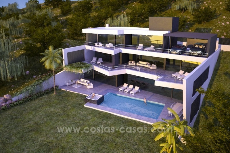 Nouvelle villa de luxe moderne à vendre à Marbella avec vue sur la mer en construction