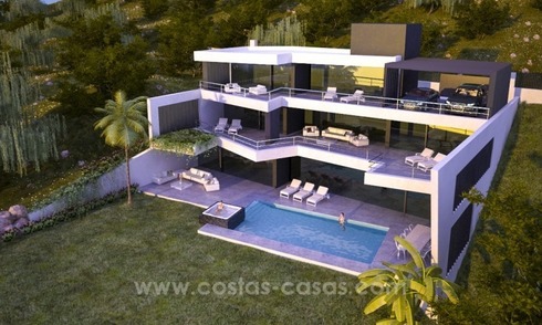 Nouvelle villa de luxe moderne à vendre à Marbella avec vue sur la mer en construction 
