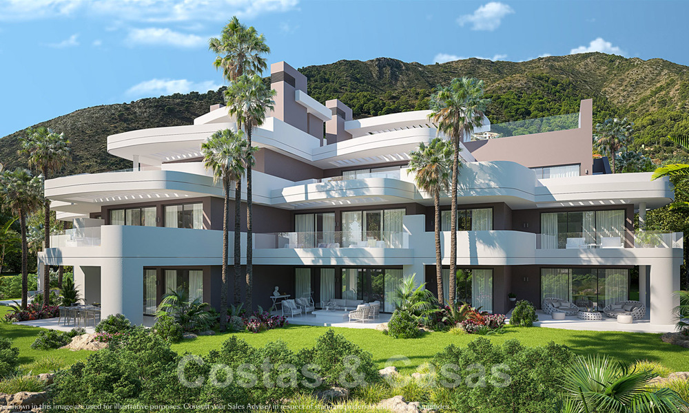 Appartements de luxe modernes à vendre avec vue sur la mer à quelques minutes en voiture du centre de Marbella 38350