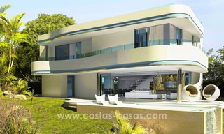 Nouvelles villas de luxe contemporaines à vendre dans un projet innovant, dans une zone de golf avec vue sur mer et le golf, Estepona - Marbella 3623 
