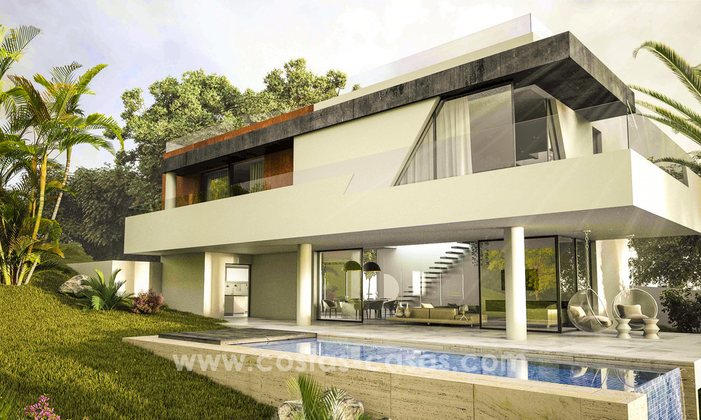 Nouvelles villas de luxe contemporaines à vendre dans un projet innovant, dans une zone de golf avec vue sur mer et le golf, Estepona - Marbella 3625