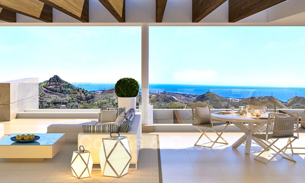 Appartements de luxe modernes et contemporains avec vue imprenable sur mer à vendre, à quelques minutes en voiture du centre de Marbella. 4961