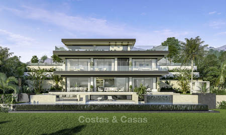 Nouvelles villas de luxe contemporaines avec des vues spectaculaires sur la mer et les montagnes à vendre à Elviria, Marbella 15240