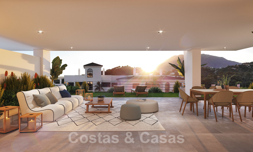 Nouveaux appartements modernes et élégants avec vue panoramique sur la montagne et la mer à vendre dans les collines d'Estepona 27720