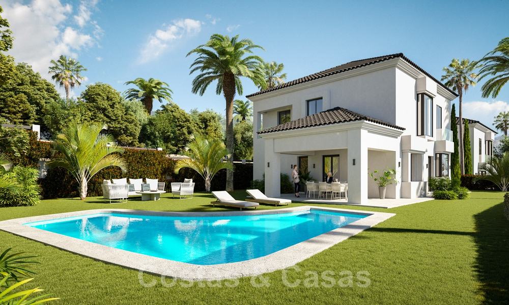 Villas de style méditerranéen et villas jumelées avec vue sur la mer et le golf à Elviria, Marbella 24401