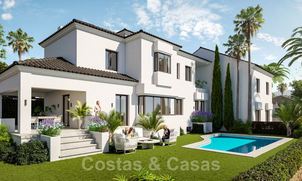 Villas de style méditerranéen et villas jumelées avec vue sur la mer et le golf à Elviria, Marbella 24403