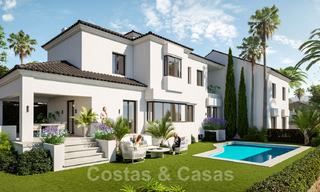 Villas de style méditerranéen et villas jumelées avec vue sur la mer et le golf à Elviria, Marbella 24403 
