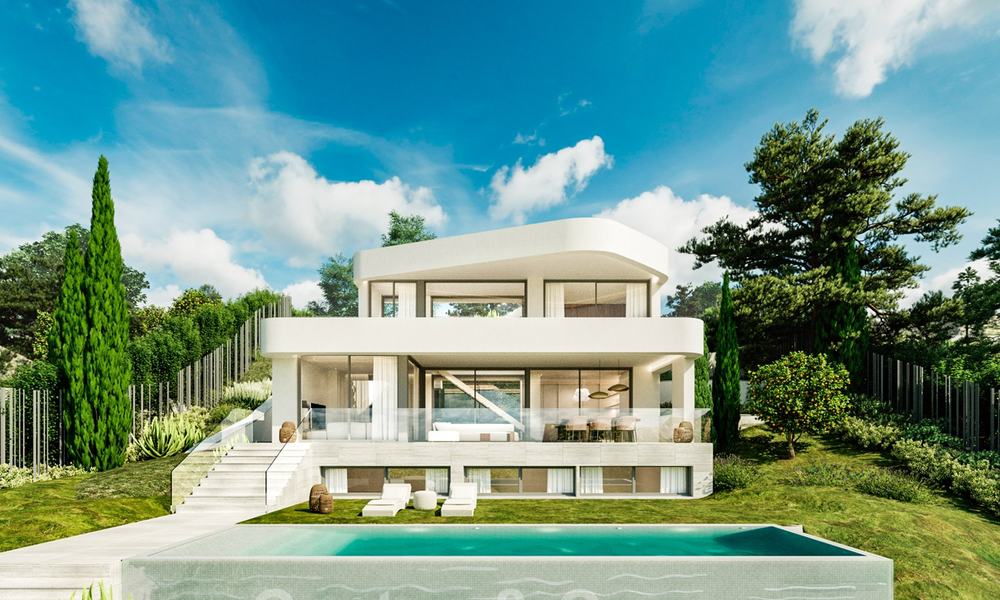 Terrain + project pour un villa contemporaine neuve à vendre, première ligne de golf à Estepona 26281