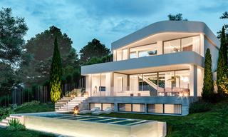 Terrain + project pour un villa contemporaine neuve à vendre, première ligne de golf à Estepona 26288 