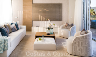 Prêt à emménager dans une villa moderne de luxe en première ligne de plage à vendre dans un complexe exclusif à Estepona, Costa del Sol 28213 
