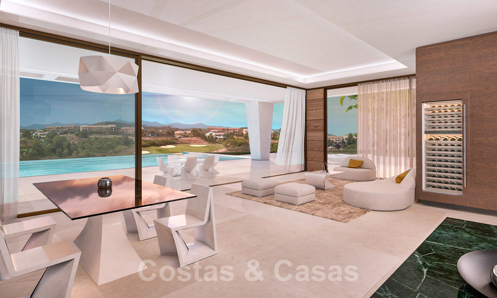 Villa moderne de nouvelle construction à vendre, directement sur le terrain de golf avec vue panoramique sur le golf, la montagne et la mer à Estepona 30873