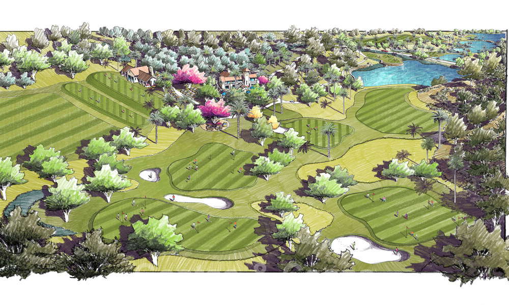 Terrains à bâtir pour des villas modernes clés en main avec des vues spectaculaires sur le terrain de golf, le lac, les montagnes et la mer Méditerranée jusqu'à l'Afrique, dans un complexe de golf fermé à vendre à Benahavis - Marbella 61310
