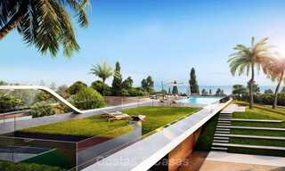 Nouvelles maisons de ville au design avant-gardiste avec vue sur la mer à vendre dans un prestigieux complexe de golf à Mijas Costa, Costa del Sol 32666 