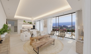 Nouvelles villas modernes à vendre avec vue panoramique sur la mer et les montagnes à Mijas, Costa del Sol 34122 