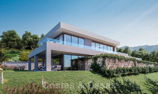 Villas contemporaines sur plan à vendre avec vue panoramique sur la mer, dans une communauté fermée avec club-house et commodités à Marbella - Benahavis 34329 