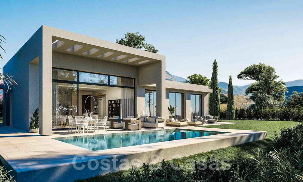 Villas contemporaines sur plan à vendre avec vue panoramique sur la mer, dans une communauté fermée avec club-house et commodités à Marbella - Benahavis 34333