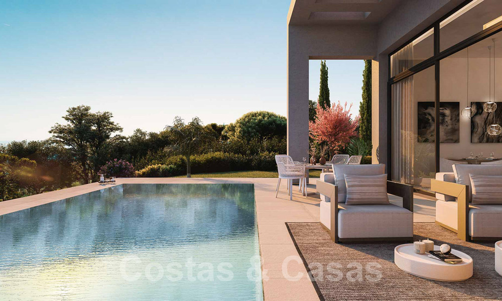 Villas contemporaines sur plan à vendre avec vue panoramique sur la mer, dans une communauté fermée avec club-house et commodités à Marbella - Benahavis 34335