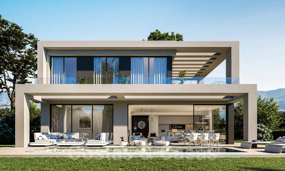 Villas contemporaines sur plan à vendre avec vue panoramique sur la mer, dans une communauté fermée avec club-house et commodités à Marbella - Benahavis 34340