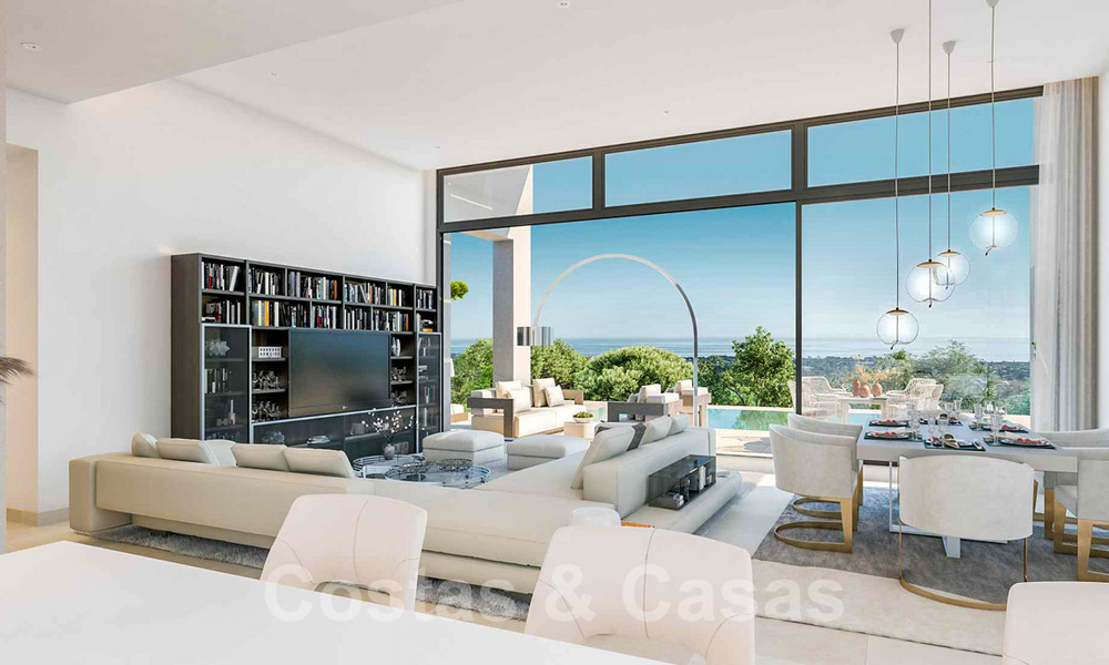 Villas contemporaines sur plan à vendre avec vue panoramique sur la mer, dans une communauté fermée avec club-house et commodités à Marbella - Benahavis 34343