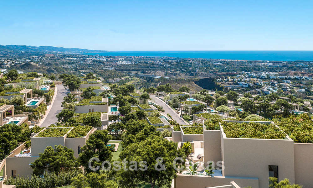 Villas contemporaines sur plan à vendre avec vue panoramique sur la mer, dans une communauté fermée avec club-house et commodités à Marbella - Benahavis 63709