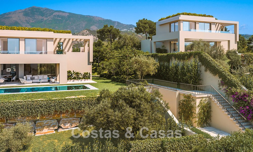 Villas contemporaines sur plan à vendre avec vue panoramique sur la mer, dans une communauté fermée avec club-house et commodités à Marbella - Benahavis 63710
