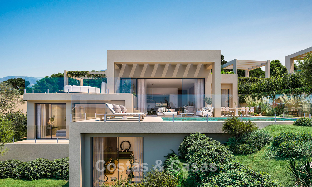 Villas contemporaines sur plan à vendre avec vue panoramique sur la mer, dans une communauté fermée avec club-house et commodités à Marbella - Benahavis 63712