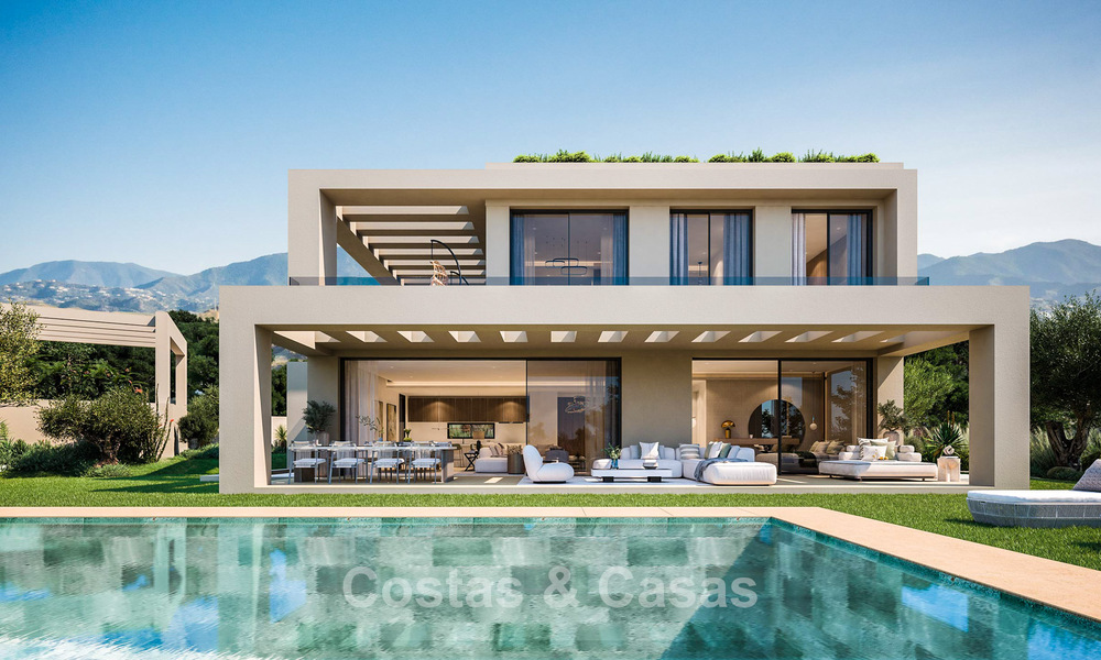 Villas contemporaines sur plan à vendre avec vue panoramique sur la mer, dans une communauté fermée avec club-house et commodités à Marbella - Benahavis 63713