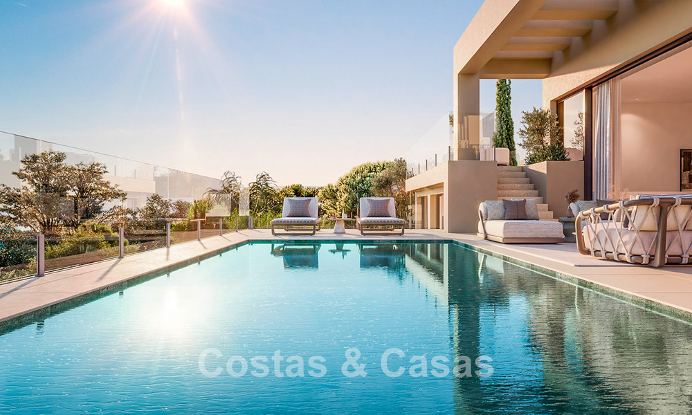 Villas contemporaines sur plan à vendre avec vue panoramique sur la mer, dans une communauté fermée avec club-house et commodités à Marbella - Benahavis 63715