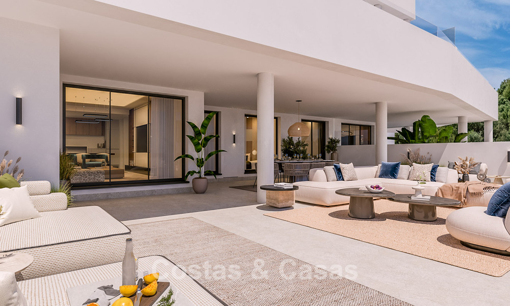 Nouveau projet de design contemporain comprenant des appartements de luxe à vendre avec une vue imprenable sur la mer à East Marbella 800522