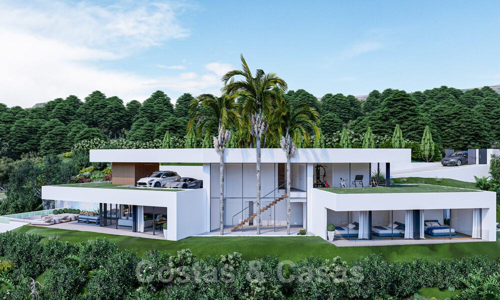 Villa contemporaine et moderne à vendre, située dans un environnement naturel, avec une vue imprenable sur la vallée et la mer, dans un complexe fermé à Benahavis - Marbella 40509