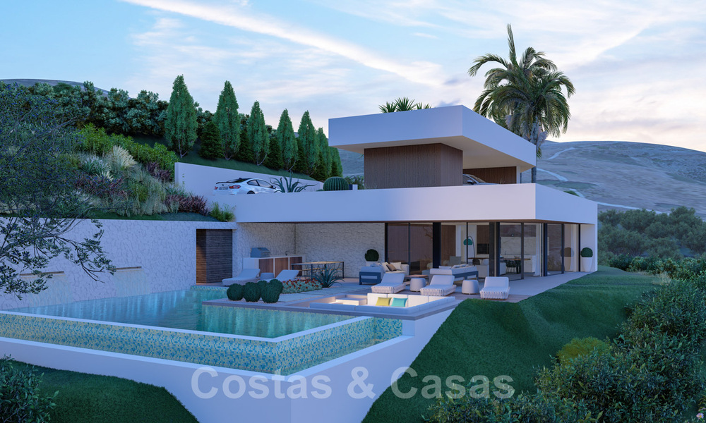 Villa contemporaine et moderne à vendre, située dans un environnement naturel, avec une vue imprenable sur la vallée et la mer, dans un complexe fermé à Benahavis - Marbella 40513