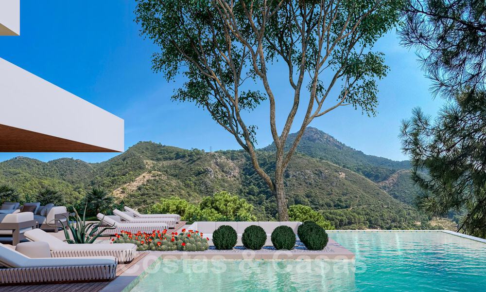 Villa contemporaine et moderne à vendre, située dans un environnement naturel, avec une vue imprenable sur la vallée et la mer, dans un complexe fermé à Benahavis - Marbella 40519