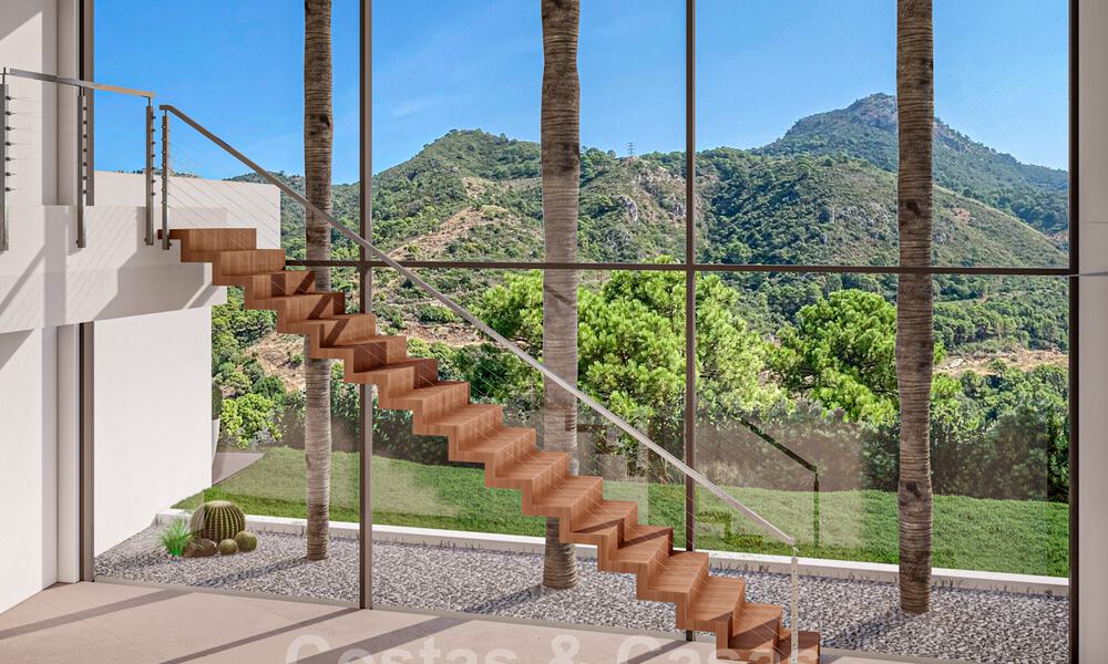 Villa contemporaine et moderne à vendre, située dans un environnement naturel, avec une vue imprenable sur la vallée et la mer, dans un complexe fermé à Benahavis - Marbella 40522