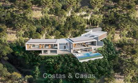 Villa contemporaine et moderne à vendre, située dans un environnement naturel, avec une vue imprenable sur la vallée et la mer, dans un complexe fermé à Benahavis - Marbella 778055