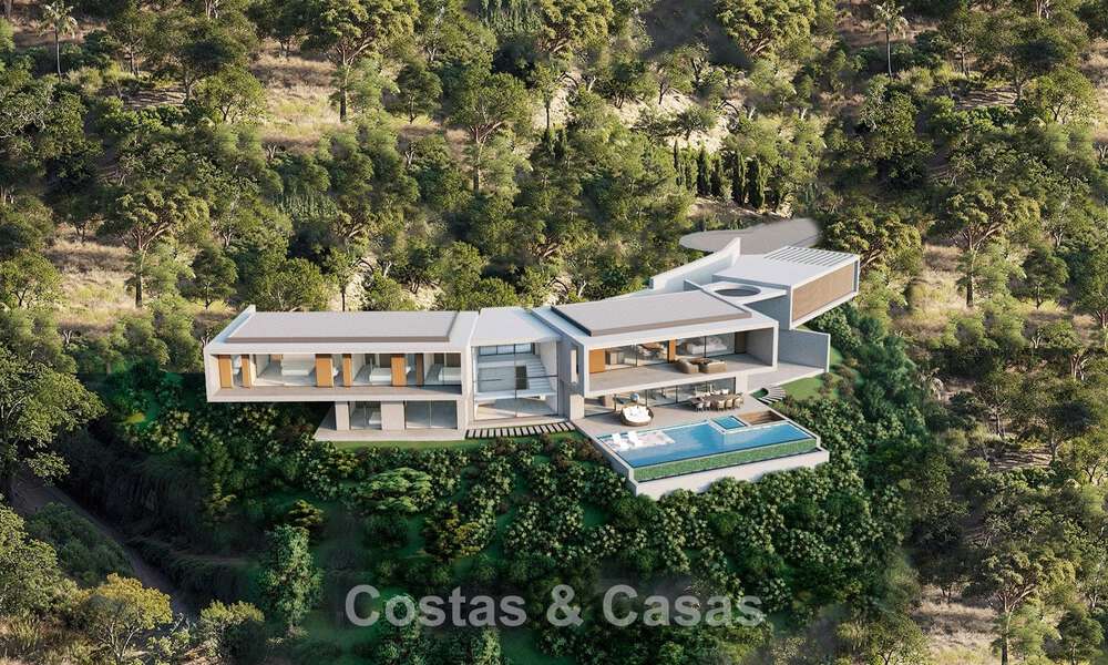 Villa contemporaine et moderne à vendre, située dans un environnement naturel, avec une vue imprenable sur la vallée et la mer, dans un complexe fermé à Benahavis - Marbella 778055