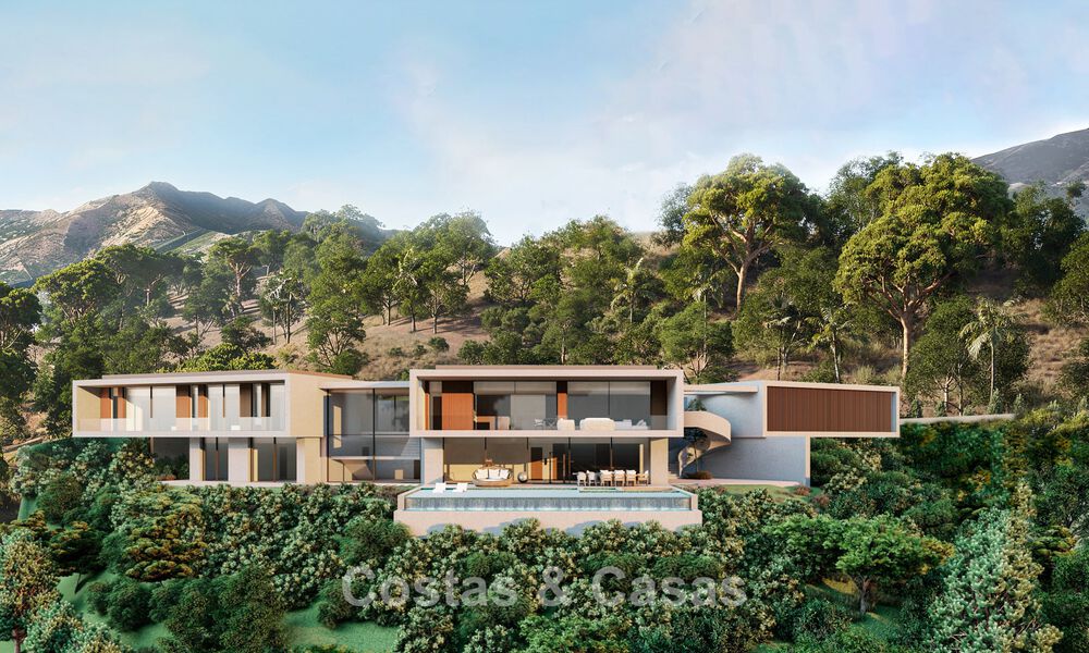 Villa contemporaine et moderne à vendre, située dans un environnement naturel, avec une vue imprenable sur la vallée et la mer, dans un complexe fermé à Benahavis - Marbella 778060