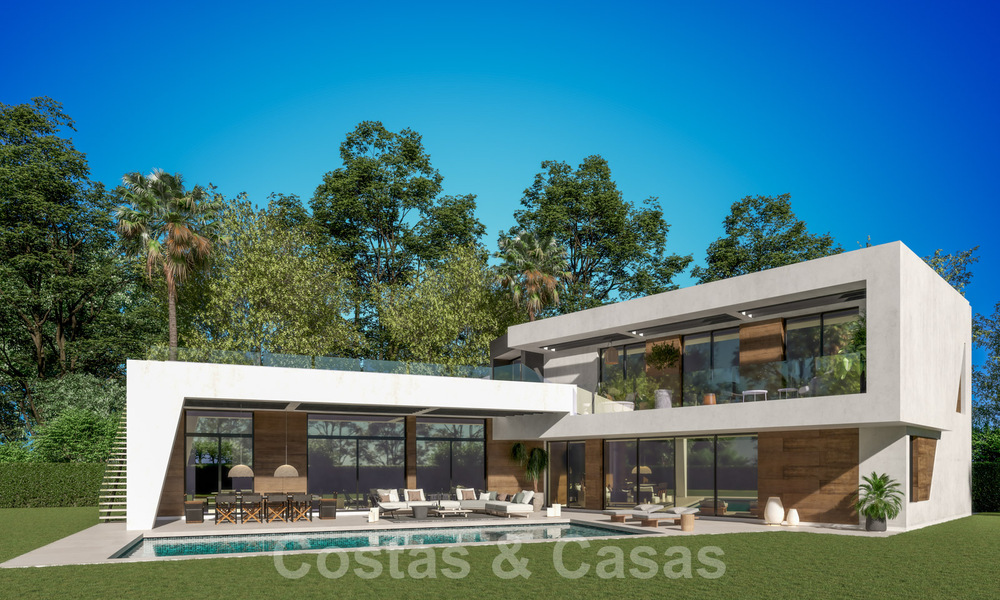 Vente d'une villa design sur plan, avec solarium, à distance de marche de la plage dans le quartier chic de Guadalmina Baja à Marbella 42579