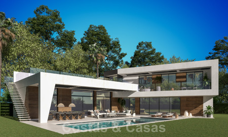 Vente d'une villa design sur plan, avec solarium, à distance de marche de la plage dans le quartier chic de Guadalmina Baja à Marbella 42580