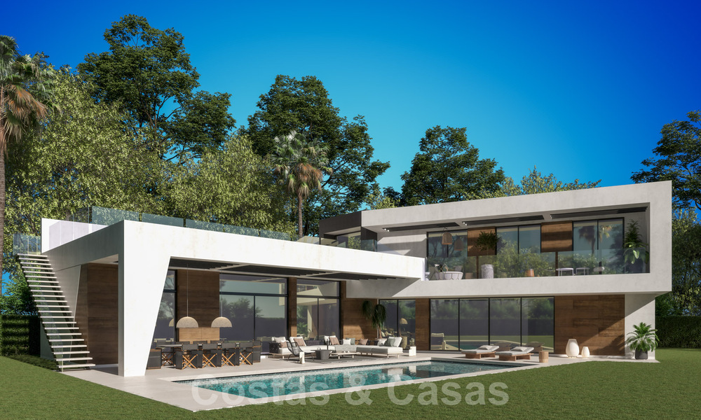 Vente d'une villa design sur plan, avec solarium, à distance de marche de la plage dans le quartier chic de Guadalmina Baja à Marbella 42580