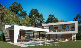 Vente d'une villa design sur plan, avec solarium, à distance de marche de la plage dans le quartier chic de Guadalmina Baja à Marbella 42580 