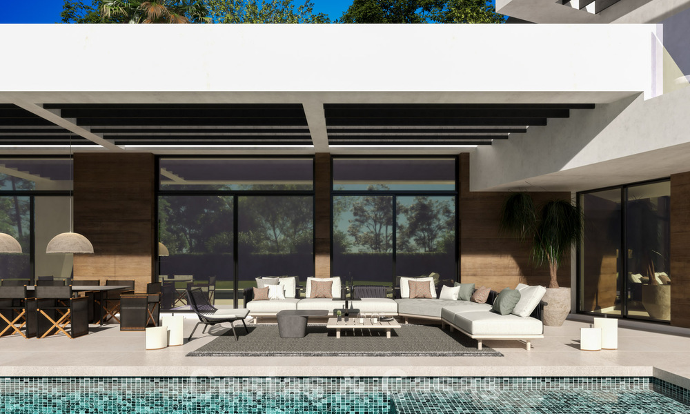 Vente d'une villa design sur plan, avec solarium, à distance de marche de la plage dans le quartier chic de Guadalmina Baja à Marbella 42582
