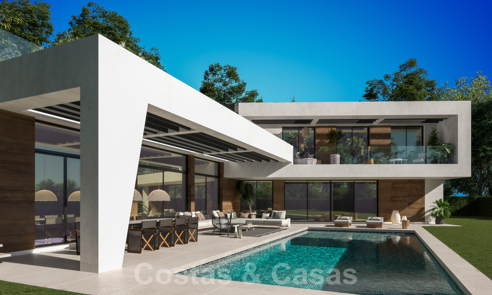 Vente d'une villa design sur plan, avec solarium, à distance de marche de la plage dans le quartier chic de Guadalmina Baja à Marbella 42583