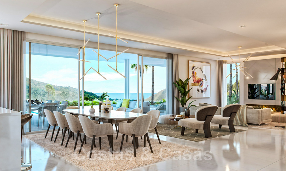 Nouvelles villas de luxe modernistes à vendre, avec beaucoup d'intimité et vue sur la mer, dans une communauté surveillée sur les collines de Marbella 43390