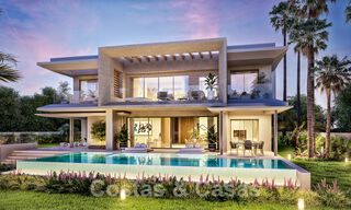 Nouvelles villas de luxe modernistes à vendre, avec beaucoup d'intimité et vue sur la mer, dans une communauté surveillée sur les collines de Marbella 52437 